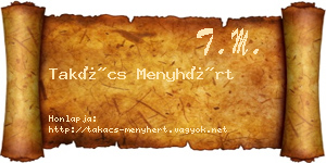 Takács Menyhért névjegykártya